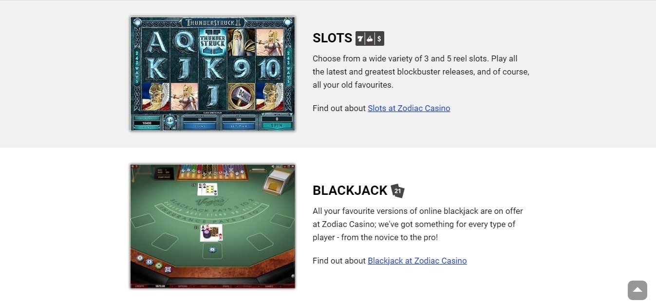 Zodiac Casino Games