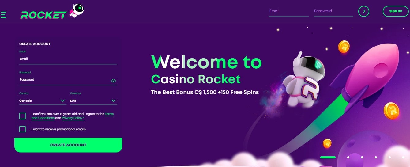 Rocket Casino Welcome Bonus