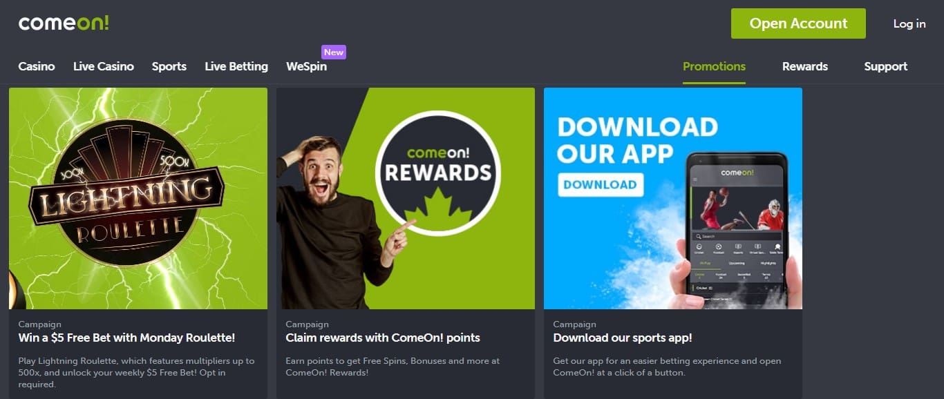 ComeOn! Casino Promotions