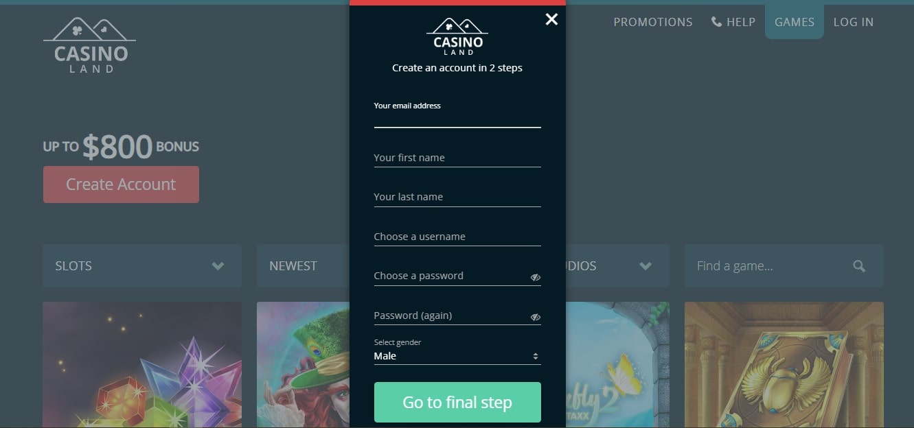 Casinoland Casino Register